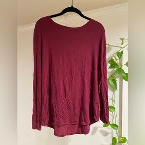 Old Navy Red Relaxed Long Sleeve Blouse